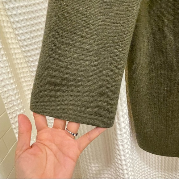 Sz S J. Crew Sophie Olive open front blazer cardigan 100% Merino Wool - Picture 4 of 7